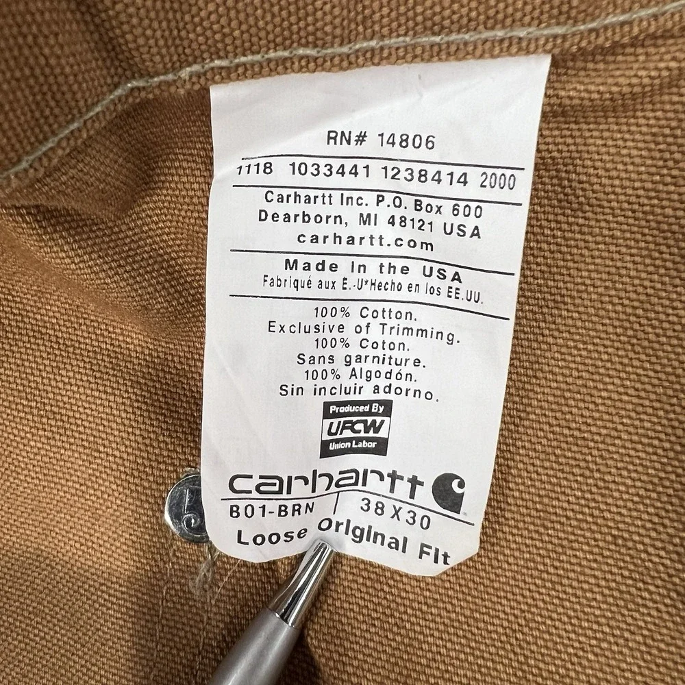 Carhartt (Actual Size 36x30) Baggy Fit Vintage Y2K USA Pants Double Front Canvas
